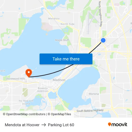 Mendota at Hoover to Parking Lot 60 map