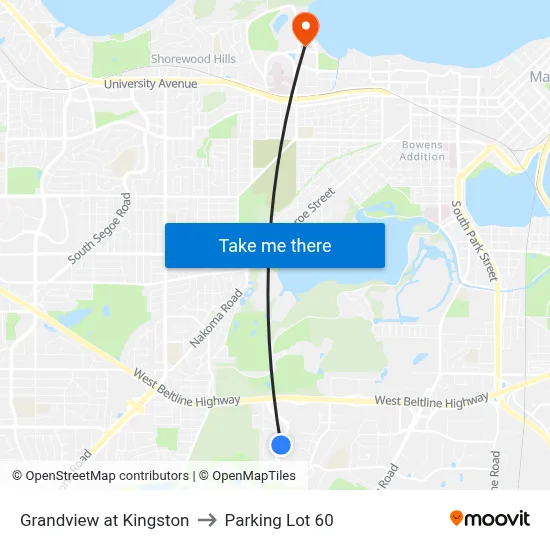 Grandview at Kingston to Parking Lot 60 map