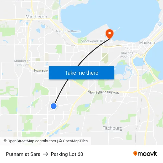 Putnam at Sara to Parking Lot 60 map