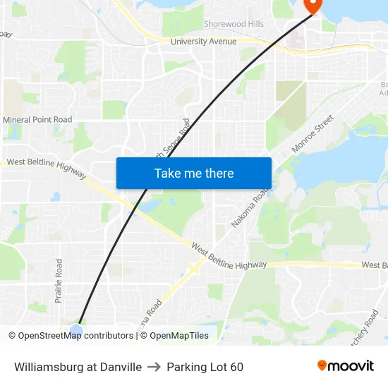 Williamsburg at Danville to Parking Lot 60 map