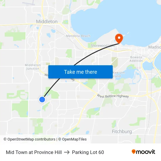 Mid Town at Province Hill to Parking Lot 60 map