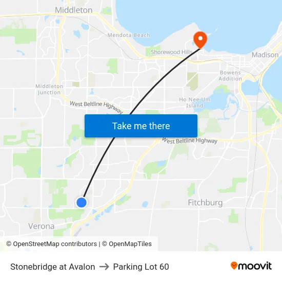 Stonebridge at Avalon to Parking Lot 60 map