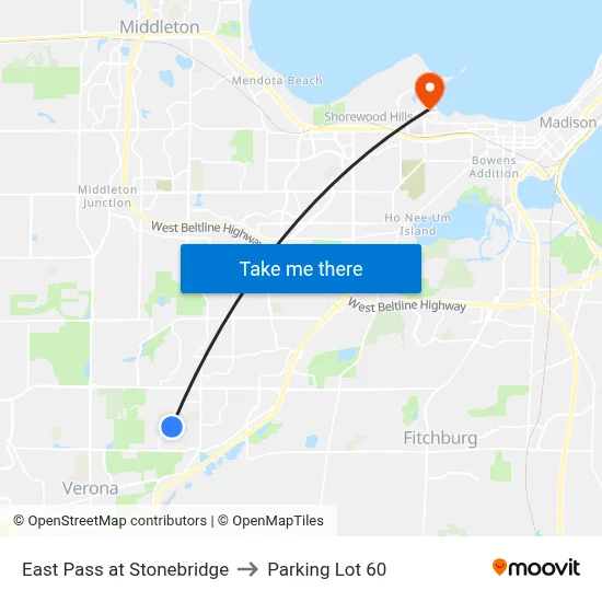 East Pass at Stonebridge to Parking Lot 60 map
