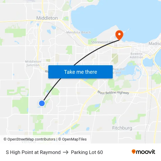 S High Point at Raymond to Parking Lot 60 map
