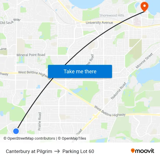 Canterbury at Pilgrim to Parking Lot 60 map