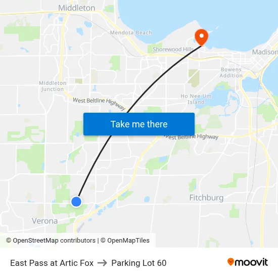 East Pass at Artic Fox to Parking Lot 60 map