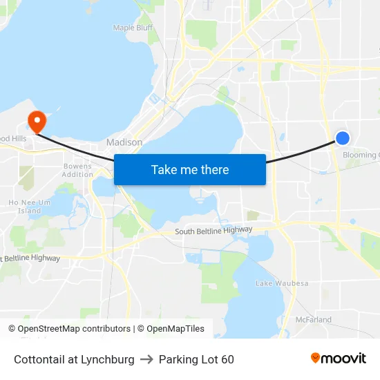Cottontail at Lynchburg to Parking Lot 60 map