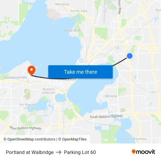 Portland at Walbridge to Parking Lot 60 map