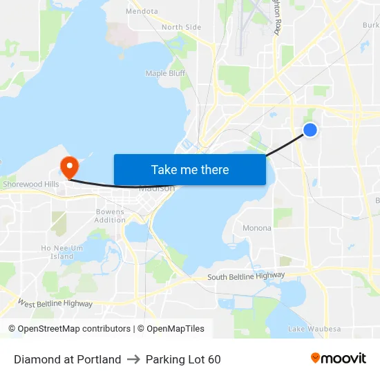 Diamond at Portland to Parking Lot 60 map