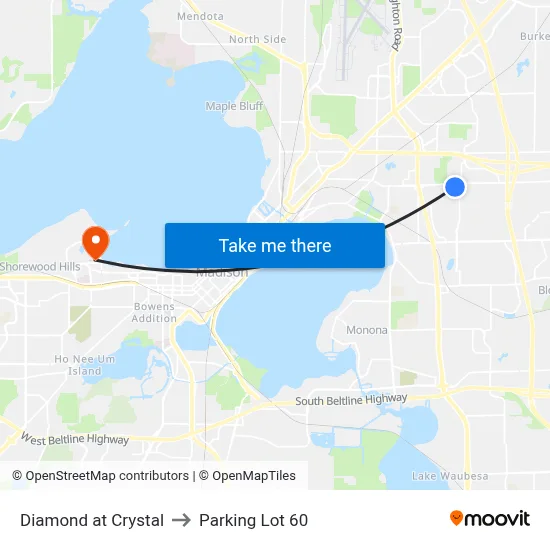 Diamond at Crystal to Parking Lot 60 map