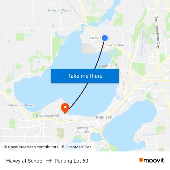 Havey at School to Parking Lot 60 map