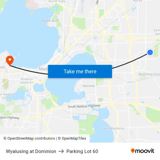 Wyalusing at Dominion to Parking Lot 60 map