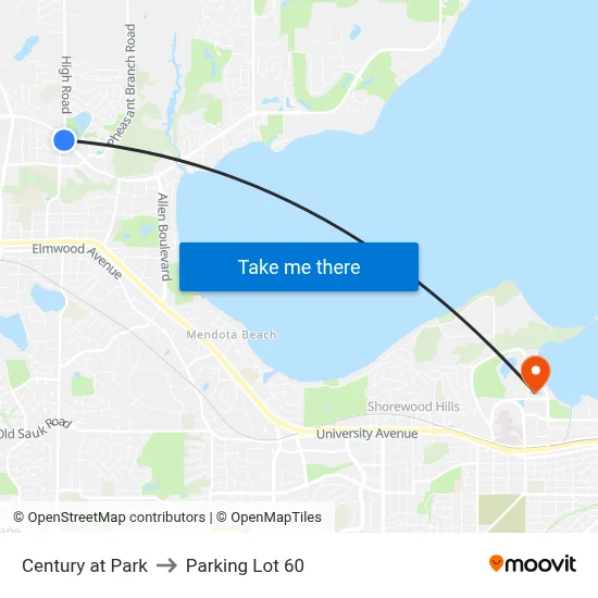Century at Park to Parking Lot 60 map