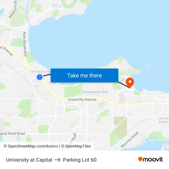 University at Capital to Parking Lot 60 map
