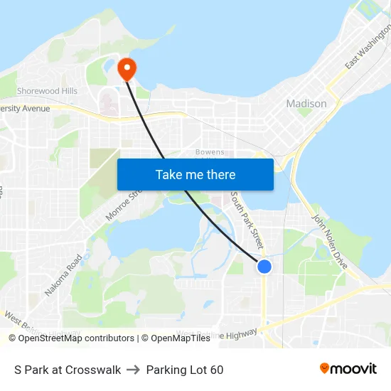 S Park at Crosswalk to Parking Lot 60 map