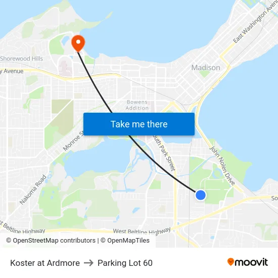 Koster at Ardmore to Parking Lot 60 map