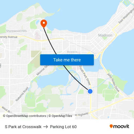 S Park at Crosswalk to Parking Lot 60 map