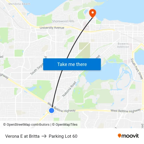 Verona E at Britta to Parking Lot 60 map