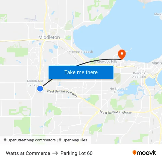 Watts at Commerce to Parking Lot 60 map