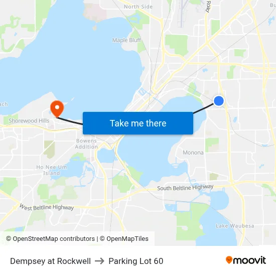 Dempsey at Rockwell to Parking Lot 60 map