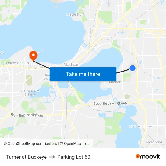 Turner at Buckeye to Parking Lot 60 map