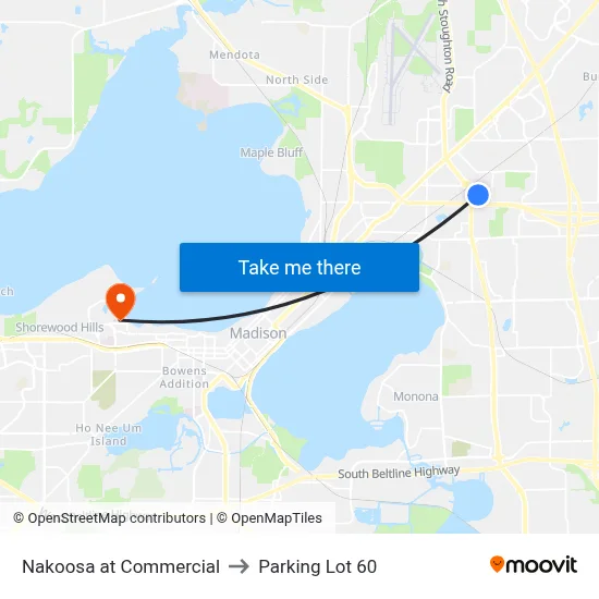 Nakoosa at Commercial to Parking Lot 60 map