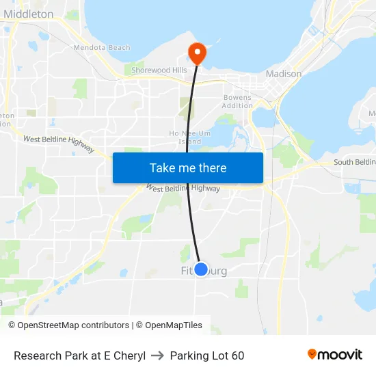 Research Park at E Cheryl to Parking Lot 60 map