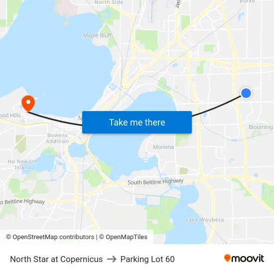 North Star at Copernicus to Parking Lot 60 map