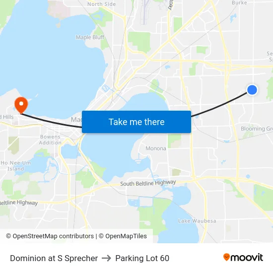 Dominion at S Sprecher to Parking Lot 60 map