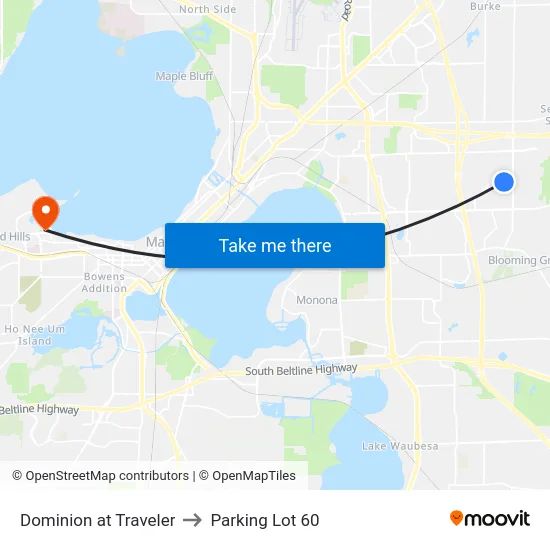 Dominion at Traveler to Parking Lot 60 map