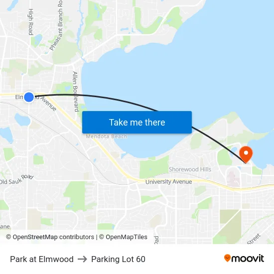 Park at Elmwood to Parking Lot 60 map