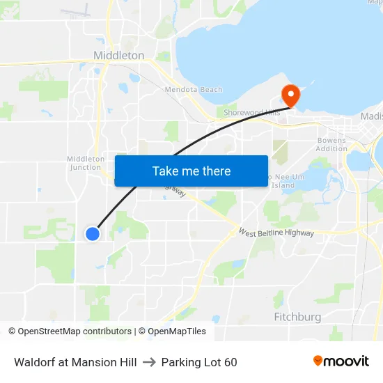 Waldorf at Mansion Hill to Parking Lot 60 map