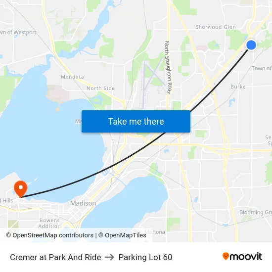 Cremer at Park And Ride to Parking Lot 60 map