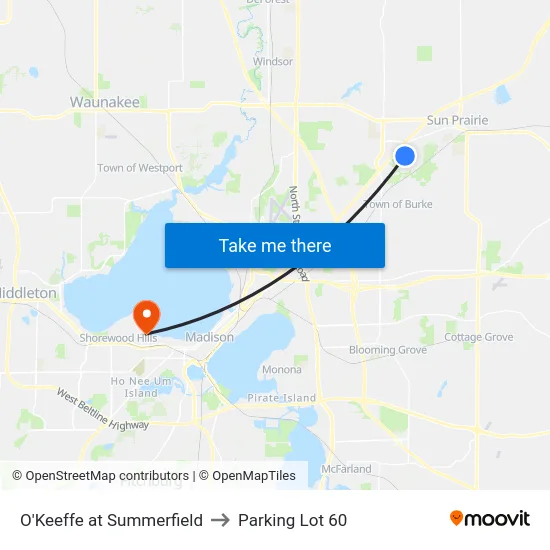 O'Keeffe at Summerfield to Parking Lot 60 map