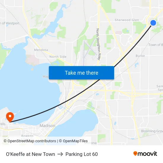 O'Keeffe at New Town to Parking Lot 60 map
