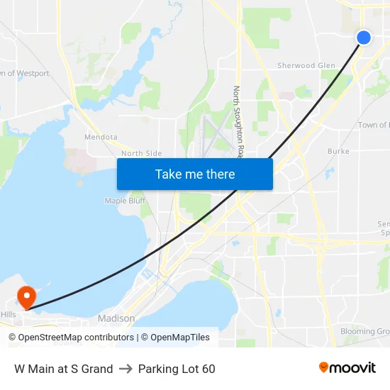 W Main at S Grand to Parking Lot 60 map