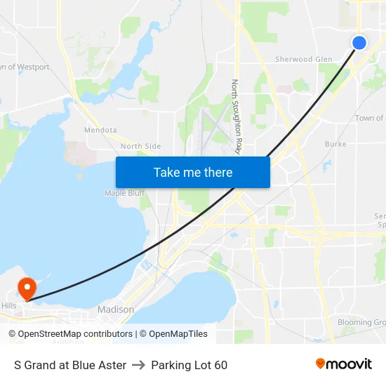 S Grand at Blue Aster to Parking Lot 60 map