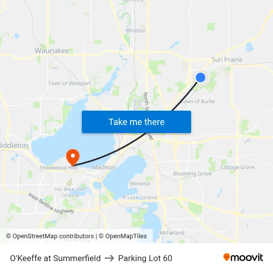 O'Keeffe at Summerfield to Parking Lot 60 map