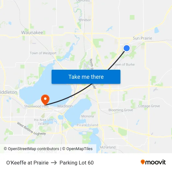 O'Keeffe at Prairie to Parking Lot 60 map
