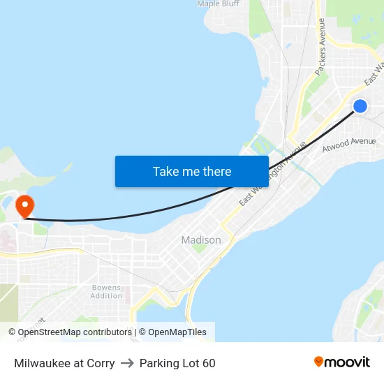 Milwaukee at Corry to Parking Lot 60 map