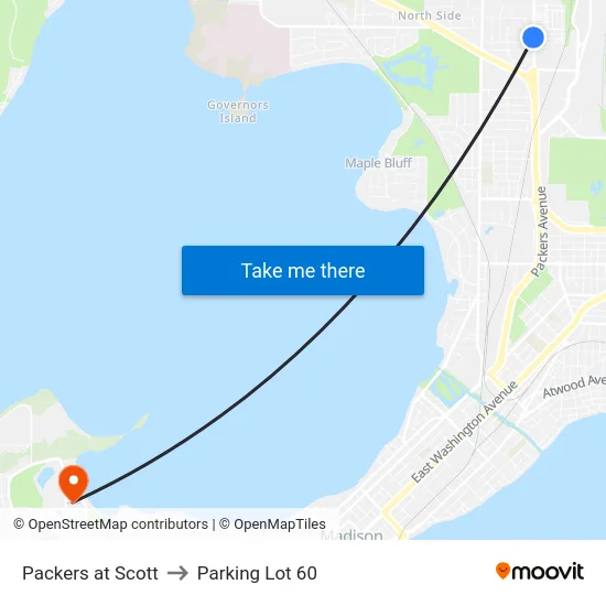Packers at Scott to Parking Lot 60 map