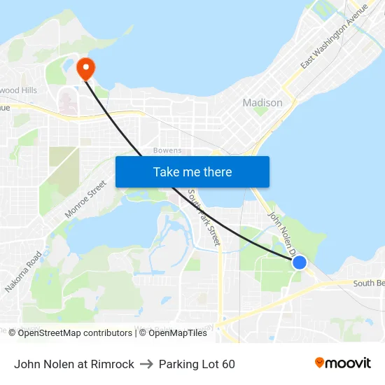 John Nolen at Rimrock to Parking Lot 60 map