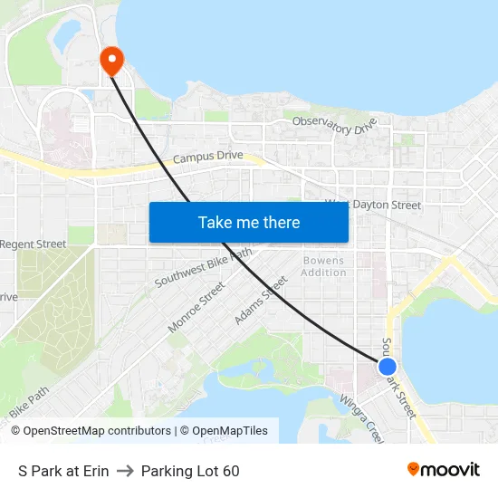S Park at Erin to Parking Lot 60 map