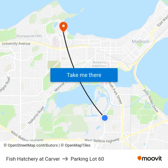 Fish Hatchery at Carver to Parking Lot 60 map