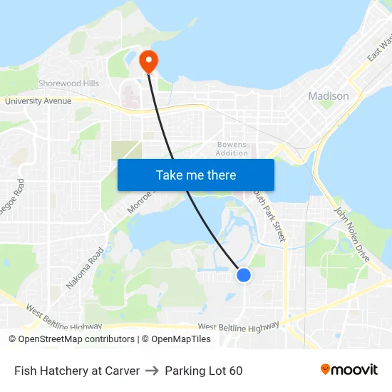 Fish Hatchery at Carver to Parking Lot 60 map