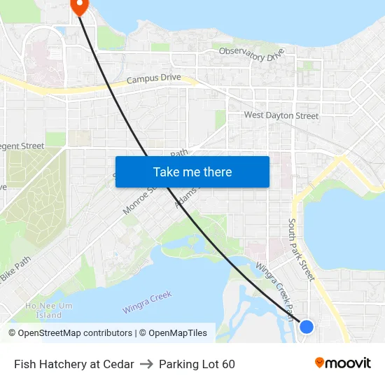Fish Hatchery at Cedar to Parking Lot 60 map