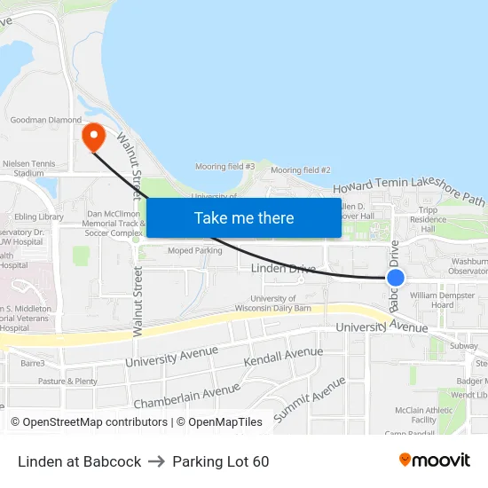 Linden at Babcock to Parking Lot 60 map