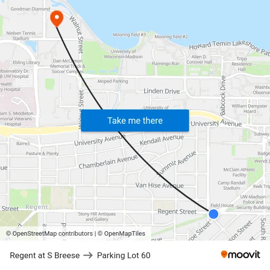 Regent at S Breese to Parking Lot 60 map