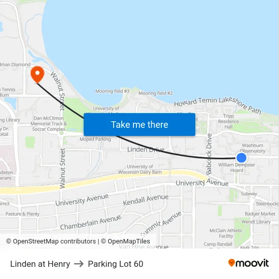 Linden at Henry to Parking Lot 60 map