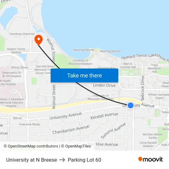 University at N Breese to Parking Lot 60 map